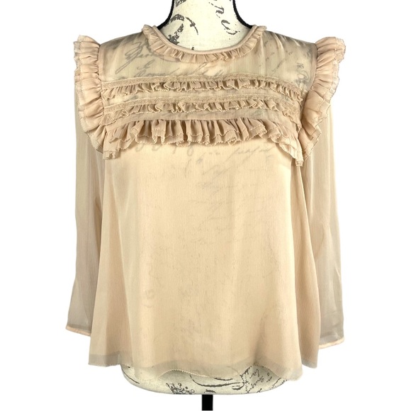 H&M Cream Ruffle Blouse - Picture 1 of 16